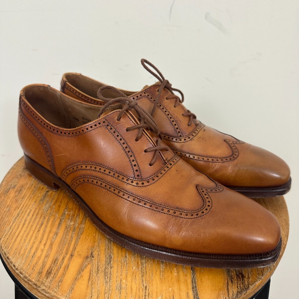 Crockett & Jones Drummond Mens US 7 E Dress Shoes Brown Leather Wingtip Oxford